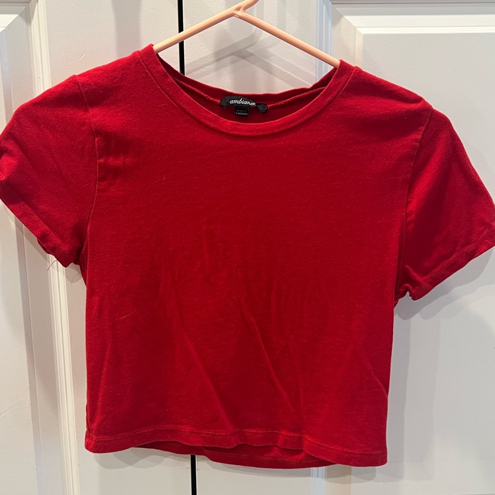 Bright Red Cropped T-Shirt